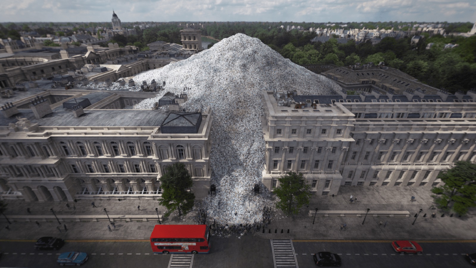 A Huge Pile of Plastic Waste Ends up on Downing Street