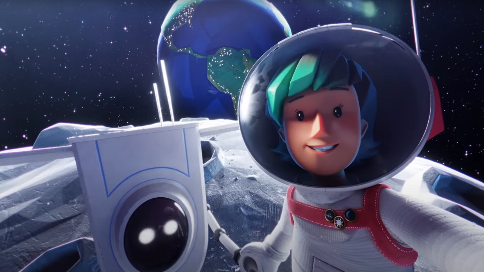 Future Space Explorer Digitally Salutes the Earth from Outer Space